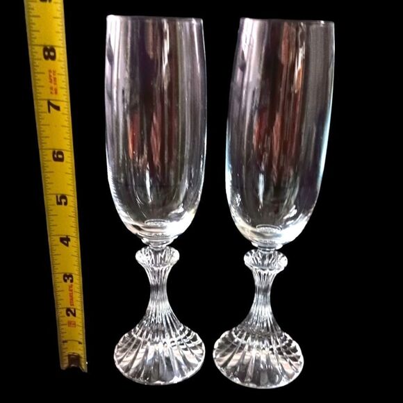 Mikasa The Ritz Champagne Flute Glass Set Of 2 Crystal Christmas Elegant Vintage - Picture 3 of 15